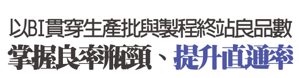 以BI貫穿生產批與製程終站良品數，掌握良率瓶頸，提升直通率